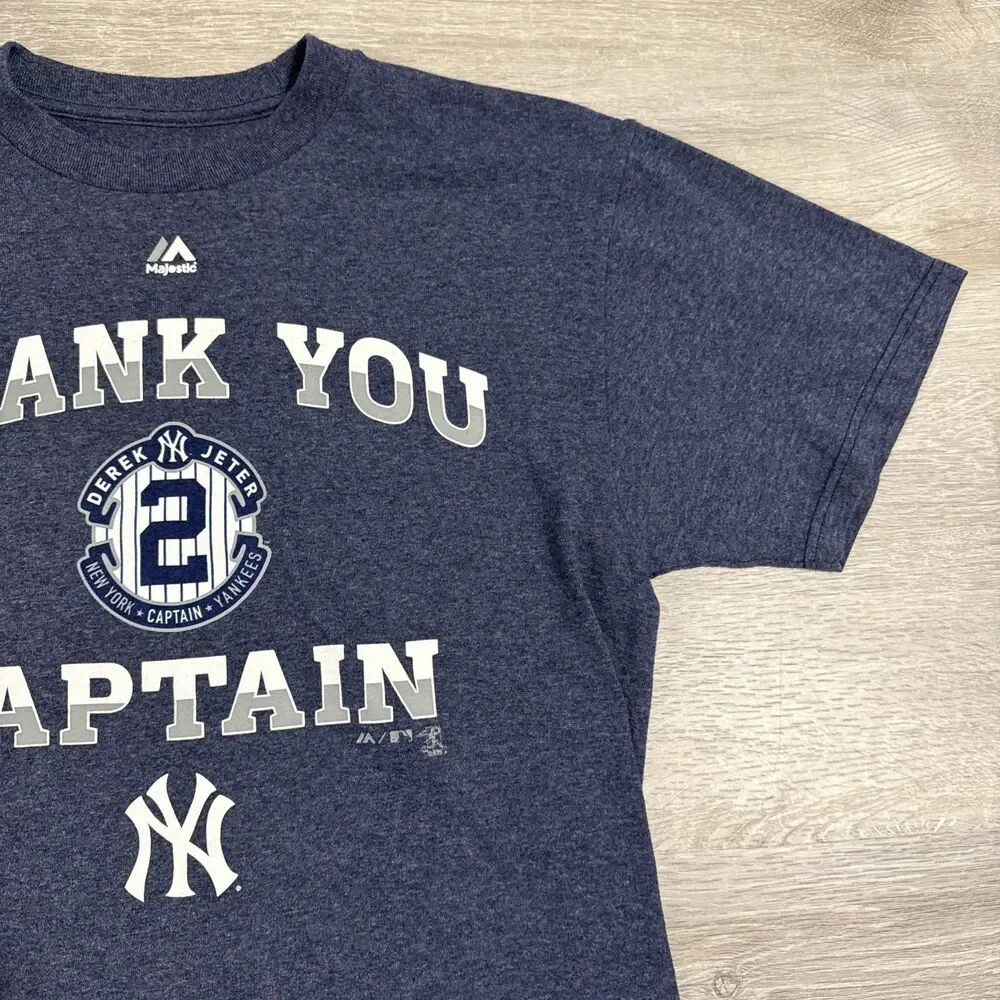 Derek Jeter Shirt New York Yankees Baseball Majestic Men's Blue Medium Tee